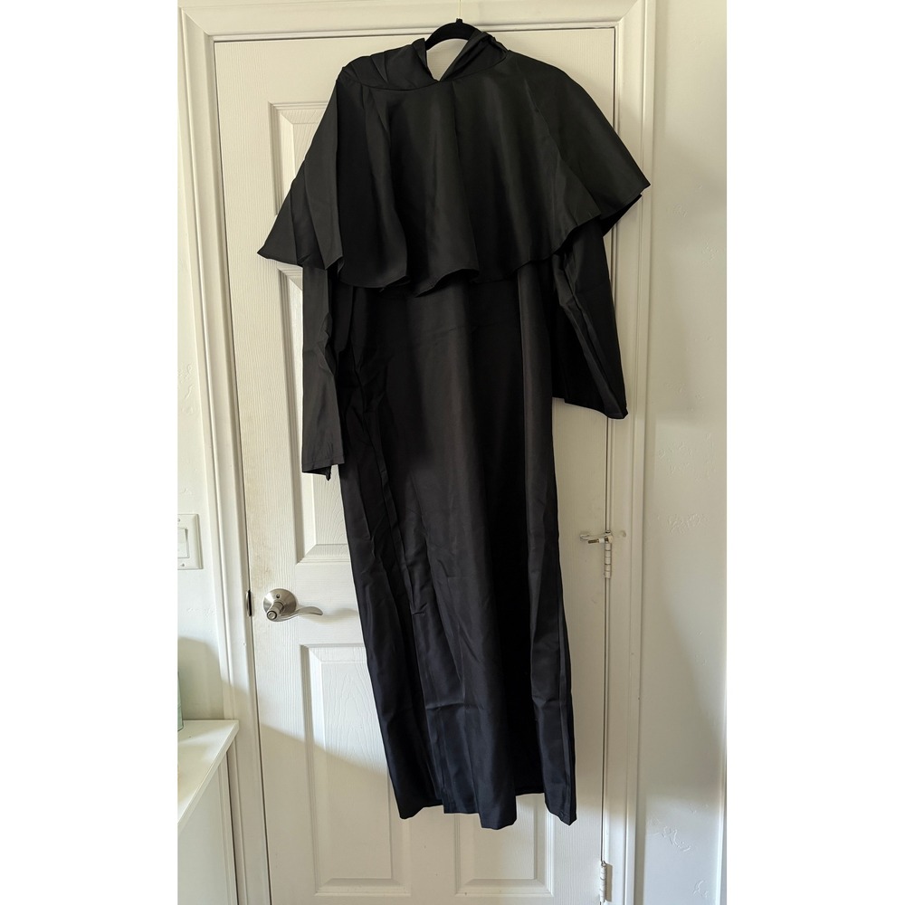 plague doctor black halloween costume hooded robe mask cane set adult size large